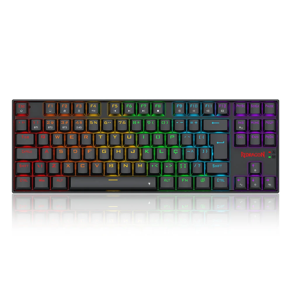 Teclado Mecânico Gamer Redragon Kumara Elite Rainbow Wireless Switch Brown Preto K552-KRS - Imagem 1