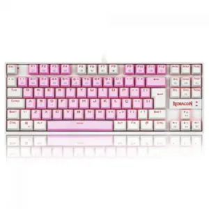 Teclado Mecânico Gamer Redragon Kumara LED Red Switch Brown ABNT2 Rosa e Branco