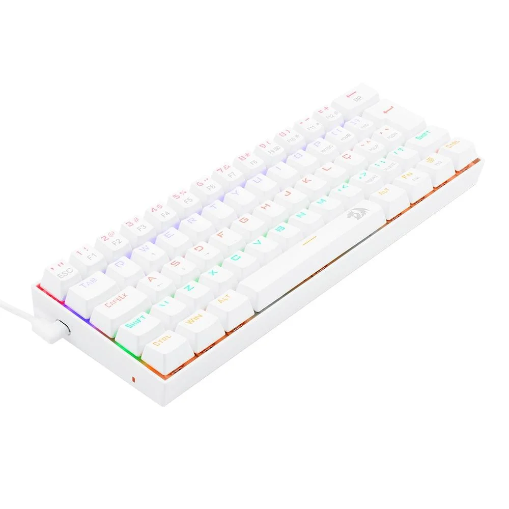 Teclado Mecânico Gamer Redragon Lakshmi Lunar White Rainbow Switch Blue 60% ABNT2 Branco K606W-R (PT-BLUE) - Imagem 4