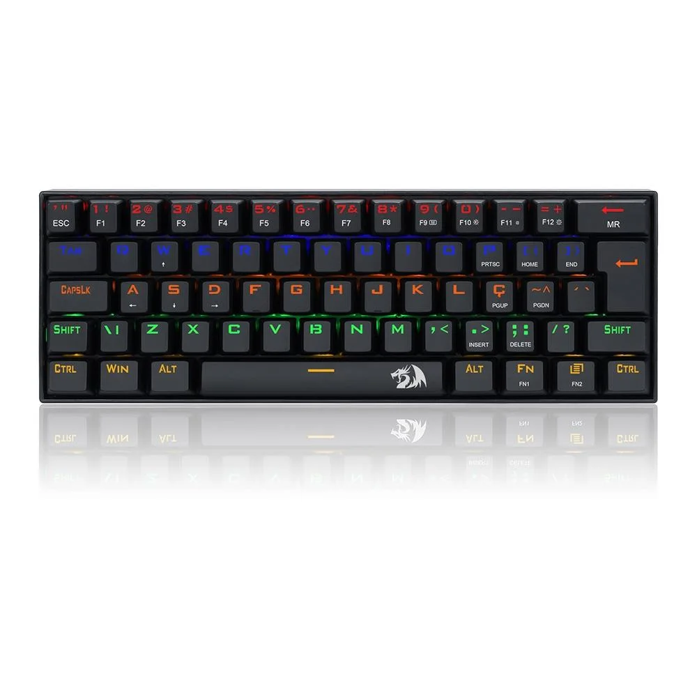 Teclado Mecânico Gamer Redragon Lakshmi Rainbow Switch Black ABNT2 Preto K606R (PT-BLACK) - Imagem 1