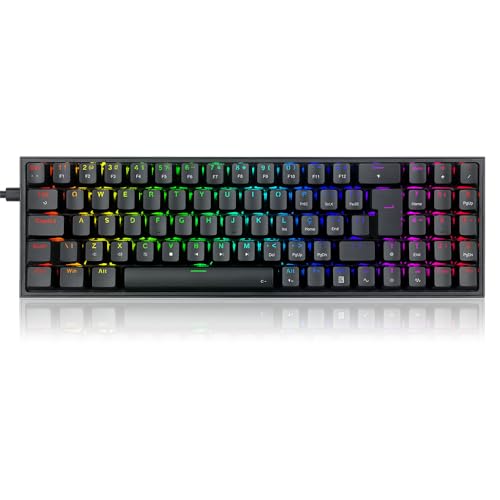 Teclado Mecânico Gamer Redragon Pollux RGB Switch Blue Layout 75% ABNT2 Preto K628-RGB-B (PT-BLUE)