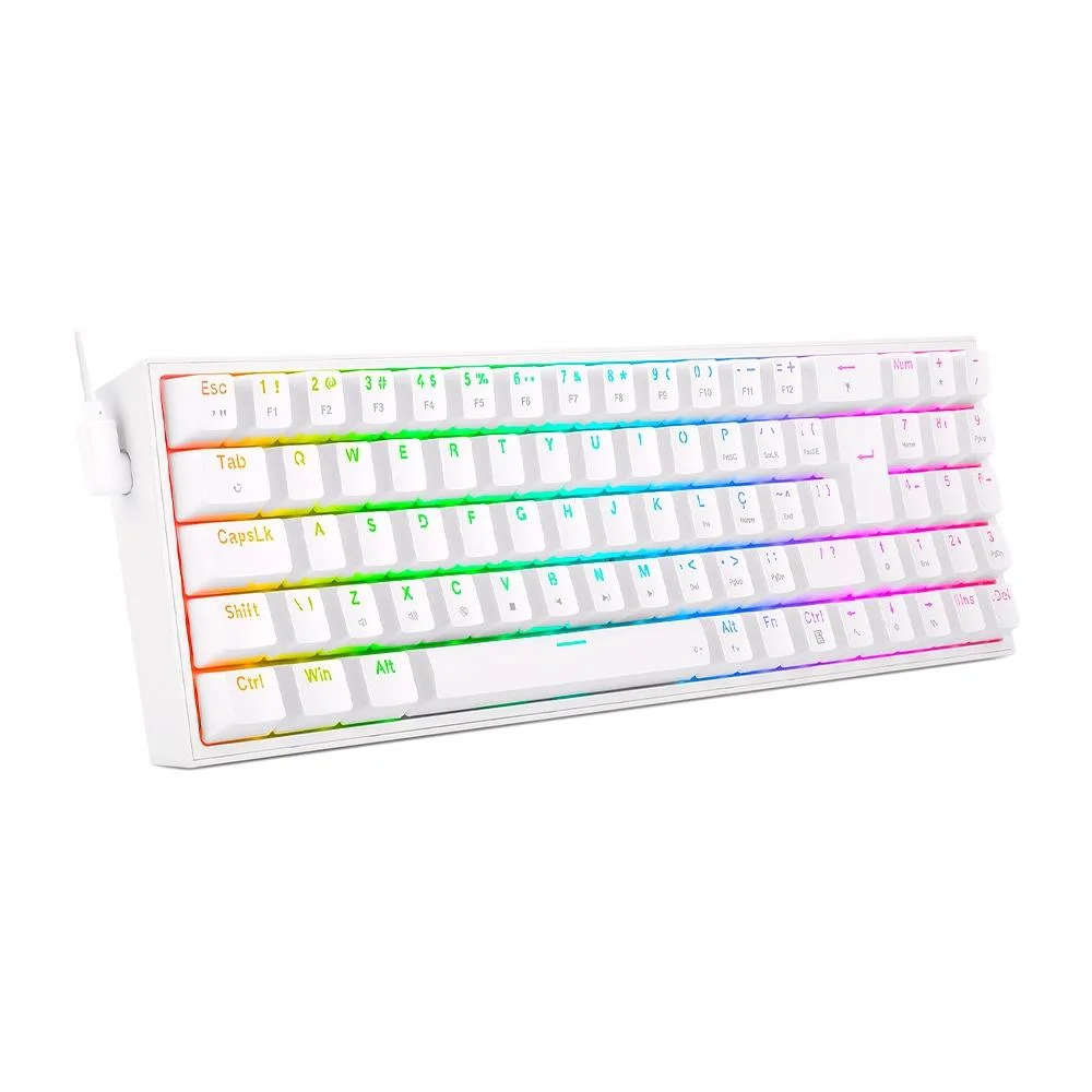 Teclado Mecânico Gamer Redragon Pollux RGB Switch Brown Layout 75% ABNT2 Branco K628-RGB-W (PT-BROWN) - Imagem 3
