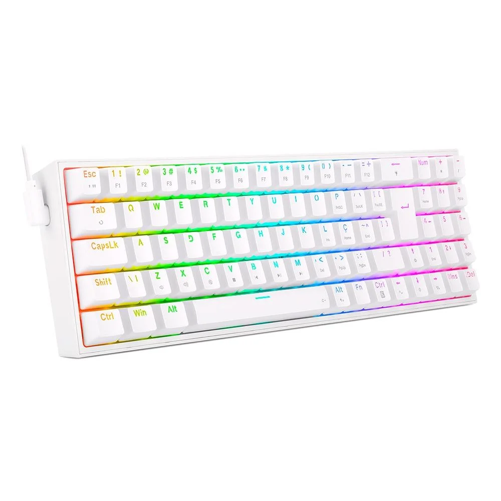 Teclado Mecânico Gamer Redragon Pollux RGB Switch Red ABNT2 Branco K628-RGB-W (PT-RED) - Imagem 3
