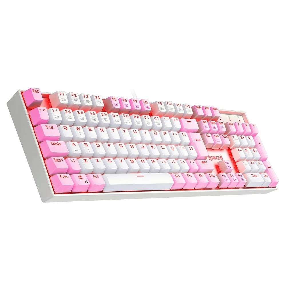 Teclado Mecânico Gamer Redragon Mitra Single Color Switch Brown ABNT2 Branco e Rosa K551WP (PT-BROWN) - Imagem 2