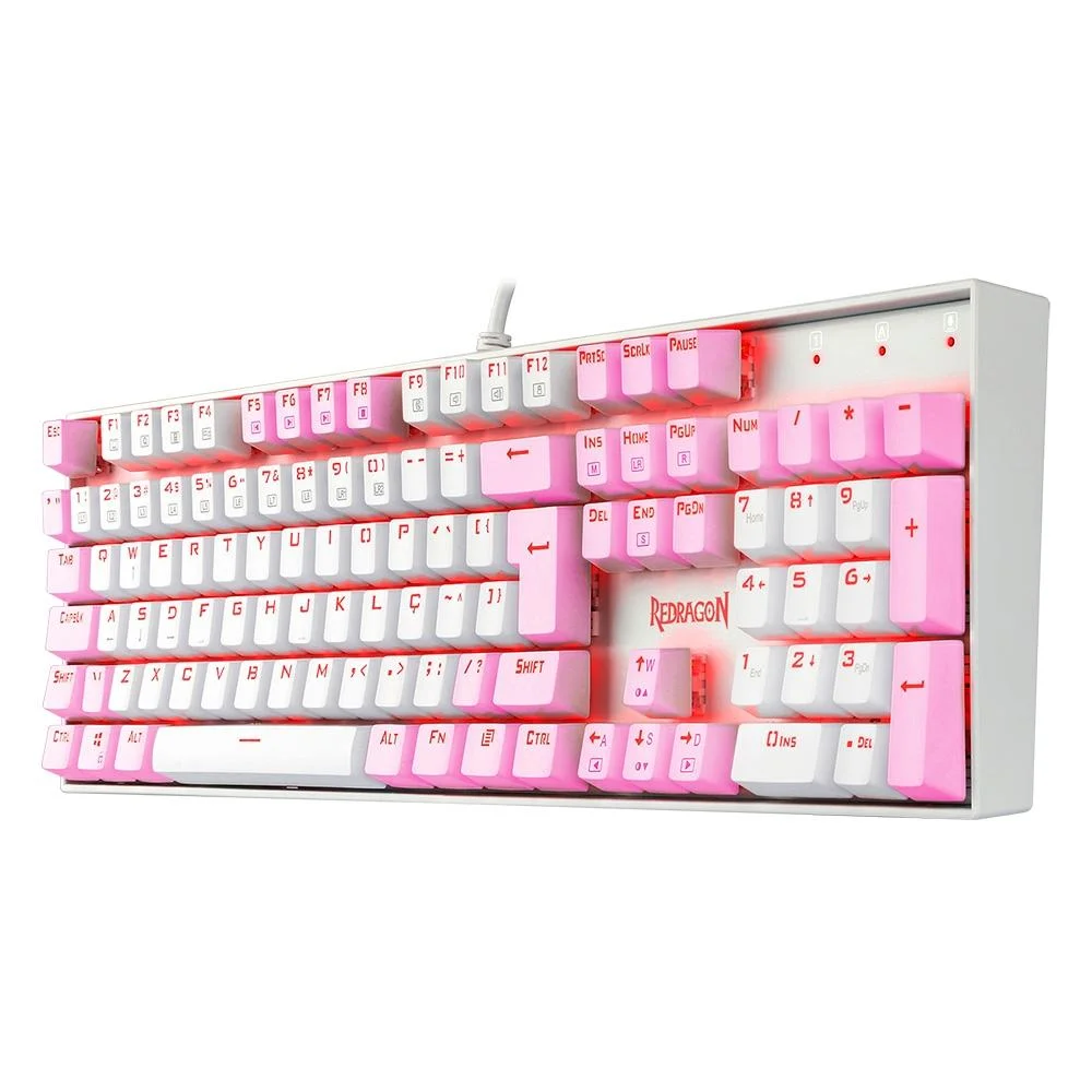 Teclado Mecânico Gamer Redragon Mitra Single Color Switch Brown ABNT2 Branco e Rosa K551WP (PT-BROWN) - Imagem 3