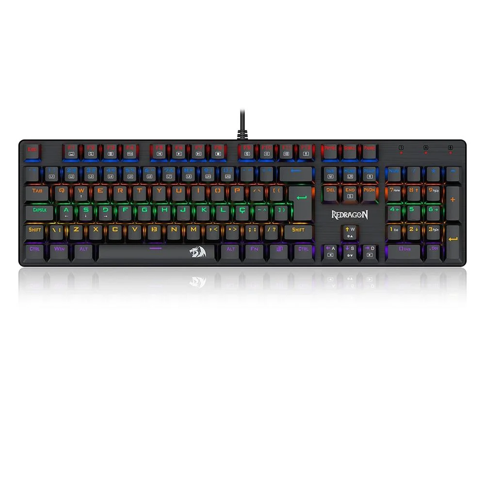 Teclado Mecânico Gamer Redragon Valheim Rainbow Switch Brown ABNT2 Preto K608-R (PT-BROWN) - Imagem 1