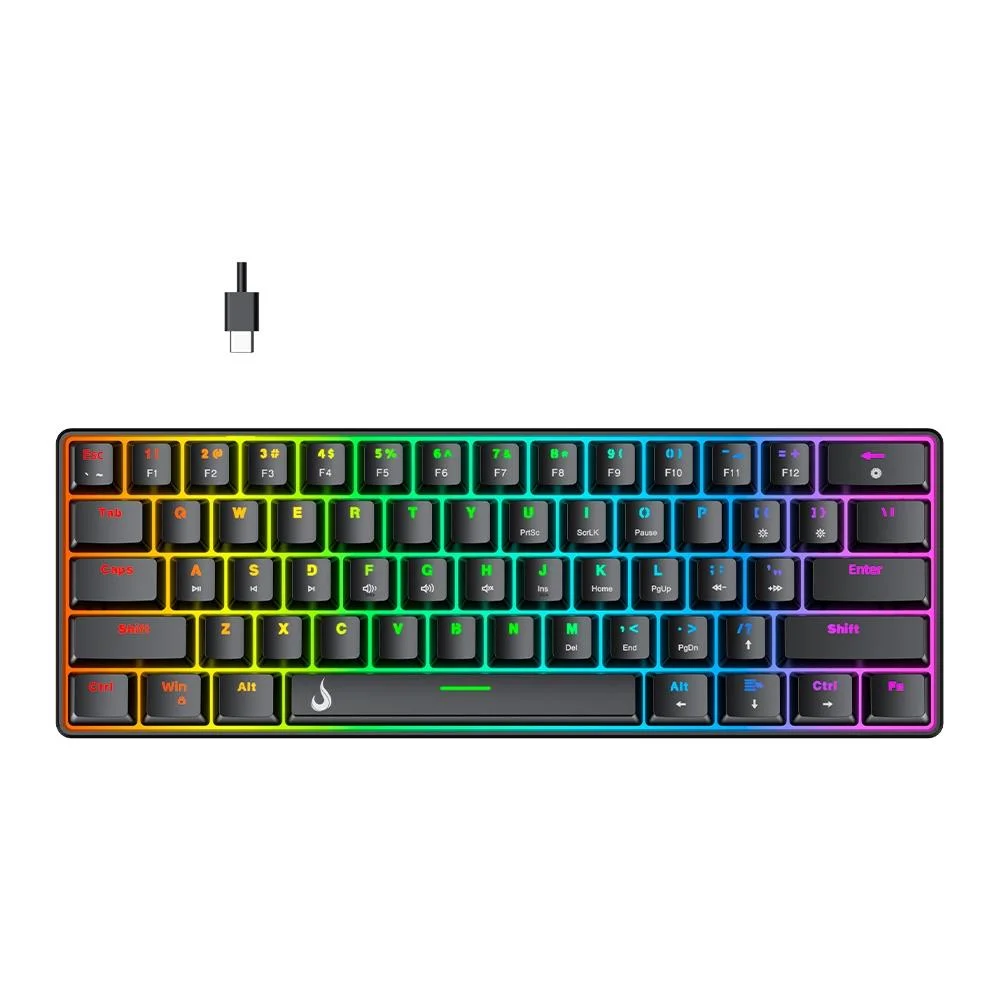 Teclado Mecânico Gamer Rise Mode GM1 Black RGB Switch Outemu Blue Preto RM-TCM-GM1-BBLUE - Imagem 1