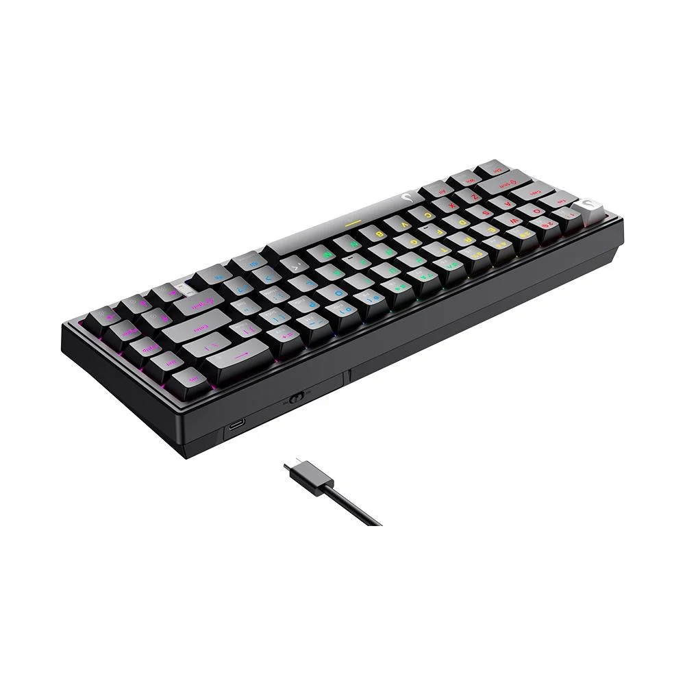 Teclado Mecânico Gamer Rise Mode GM1 Pro Black ARGB Mini 65% Switch Outemu Blue USB-C Preto RM-TCM-GM1P-BBLUE - Imagem 4