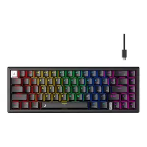 Teclado Mecânico Gamer Rise Mode GM1 Pro Black ARGB Switch Outemu Brown 65% USB-C Preto RM-TCM-GM1P-BBRO