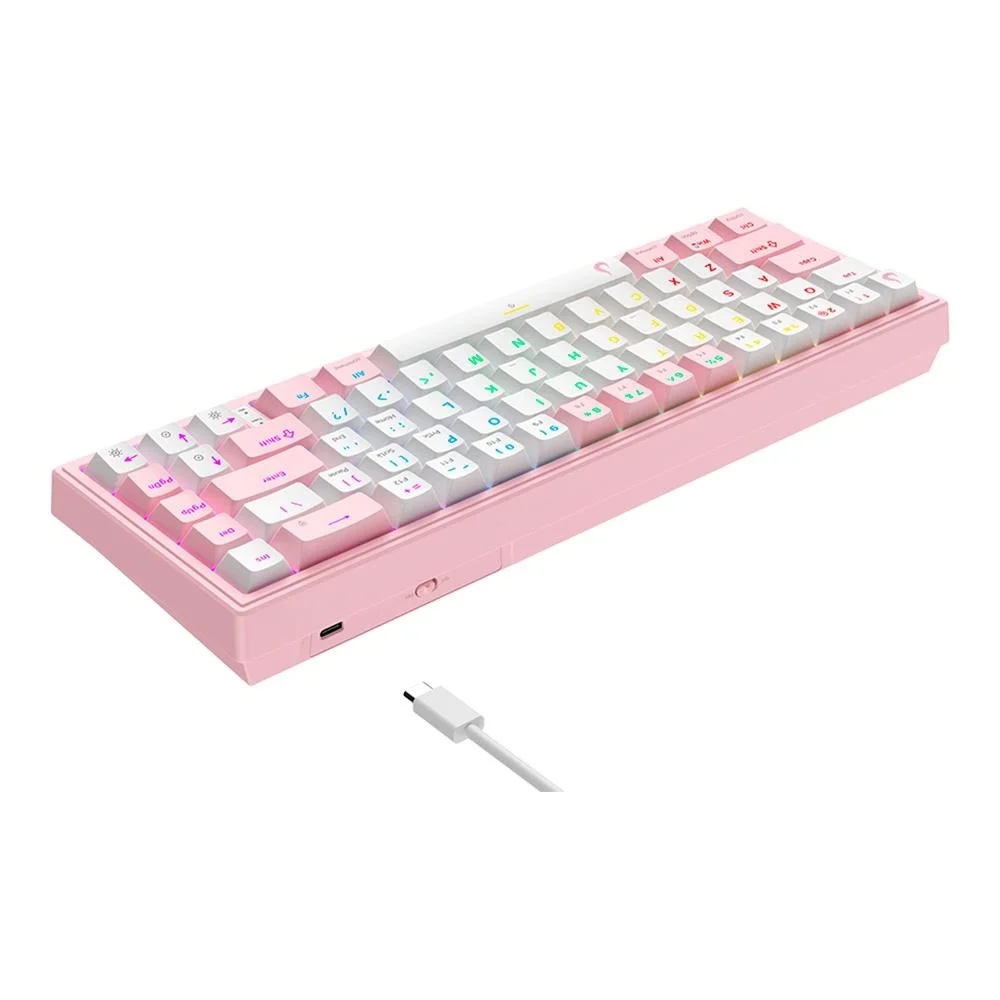 Teclado Mecânico Gamer Rise Mode GM1 Pro White and Pink ARGB Switch Outemu Blue USB-C Branco e Rosa RM-TCM-GM1P-WPBLUE - Imagem 4