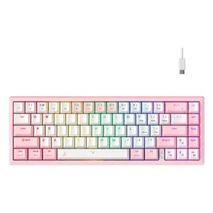 Teclado Mecânico Gamer Rise Mode GM1 Pro White and Pink RGB Mini 65% Switch Outemu Brown Branco e Rosa RM-TCM-GM1P-WPBRO