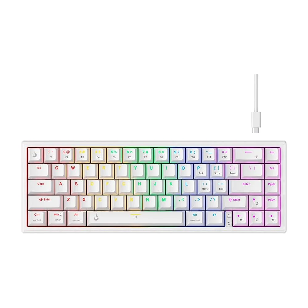 Teclado Mecânico Gamer Rise Mode GM1 Pro White ARGB Mini 65% Switch Outemu Blue USB-C Branco RM-TCM-GM1P-WBLUE - Imagem 1