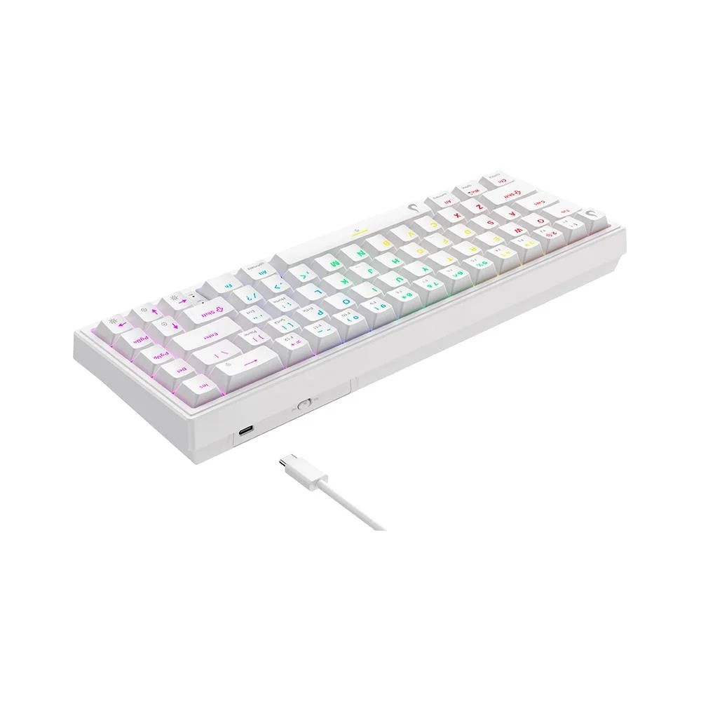 Teclado Mecânico Gamer Rise Mode GM1 Pro White ARGB Mini 65% Switch Outemu Blue USB-C Branco RM-TCM-GM1P-WBLUE - Imagem 3