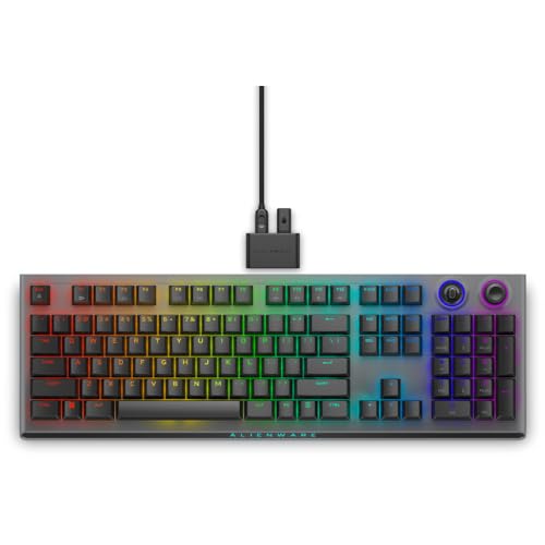 Teclado Mecânico Gamer Sem Fio Alienware AW920K Bluetooth RGB Switch Red MX Branco AW920K-W-WW