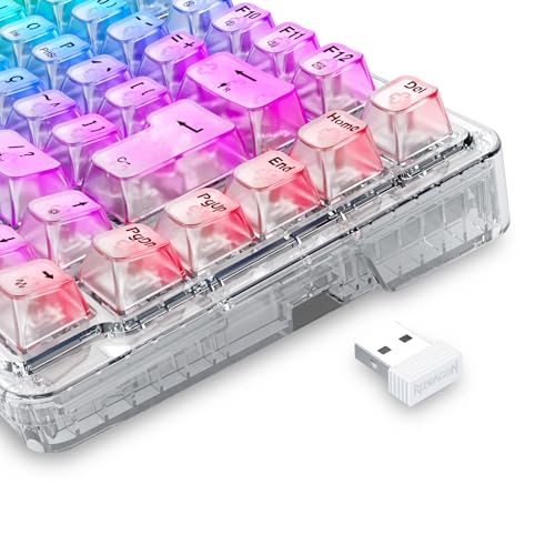 Teclado Mecânico Gamer Sem Fio Redragon ELF Pro RGB Switch Brown Bluetooth ABNT2 Cristalino Transparente K649CT-RGB-PRO PT - Imagem 2