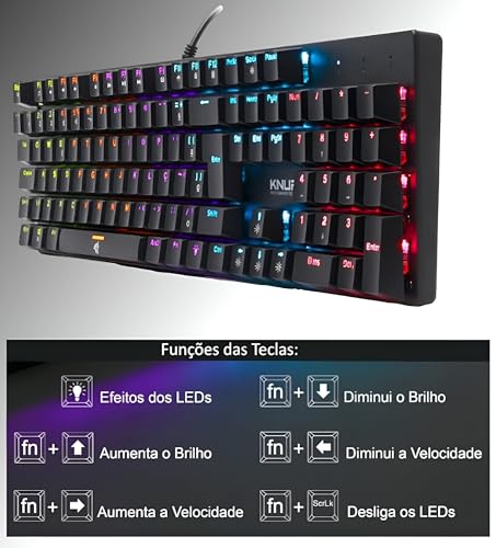 Teclado Mecânico Gamer Switch Blue LED RGB 12 Cores Rainbow Anti-Ghosting USB - Imagem 2