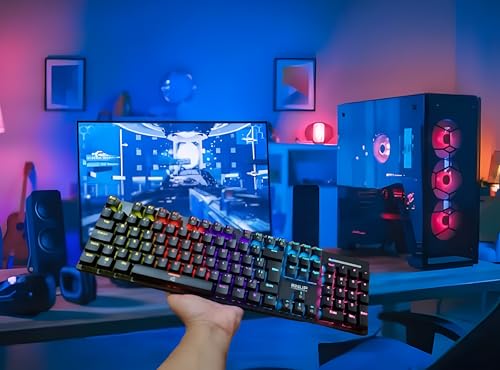 Teclado Mecânico Gamer Switch Blue LED RGB 12 Cores Rainbow Anti-Ghosting USB - Imagem 4