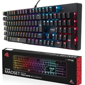 Teclado Mecânico Gamer Switch Blue LED RGB 12 Cores Rainbow Anti-Ghosting USB