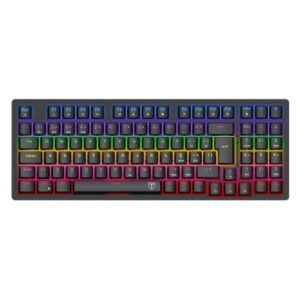 Teclado Mecânico Gamer T-Dagger Holysword Rainbow Wireless Switch Dust-Proof Brown Preto T-TGK331-BR