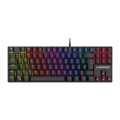 Teclado Mecânico Gamer Warrior Royal Cross TKL RGB Switch Blue ABNT2 Preto TC312