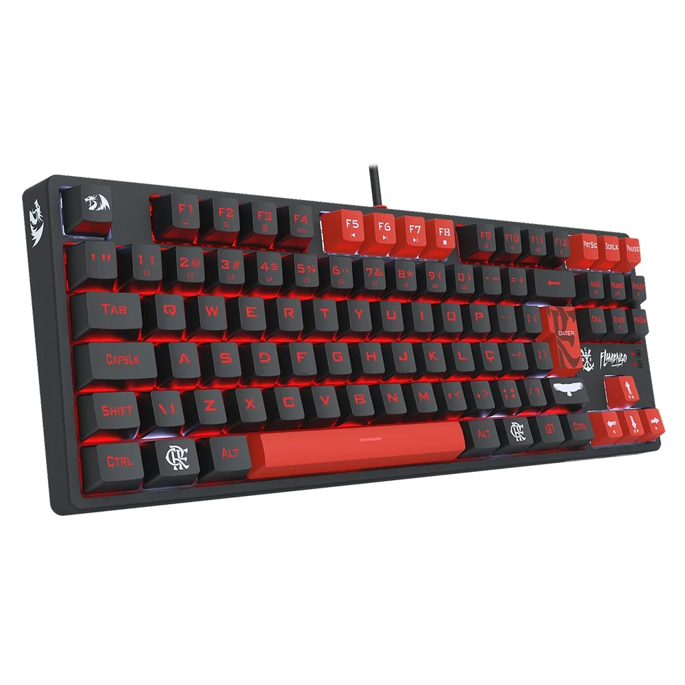Teclado Mecânico Gamer Redragon Flamengo Nation TKL USB ABNT2 Preto e Vermelho FL576 - Imagem 2