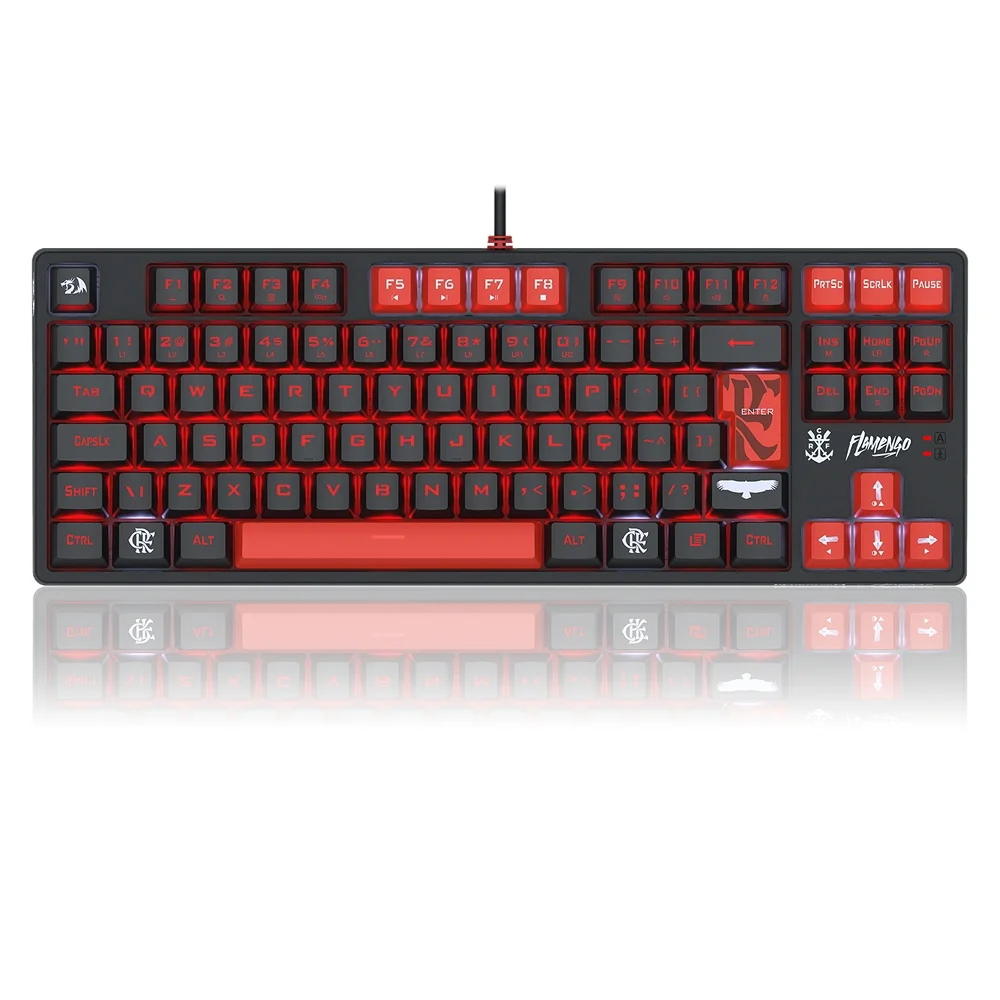 Teclado Mecânico Gamer Redragon Flamengo Nation TKL USB ABNT2 Preto e Vermelho FL576 - Imagem 3