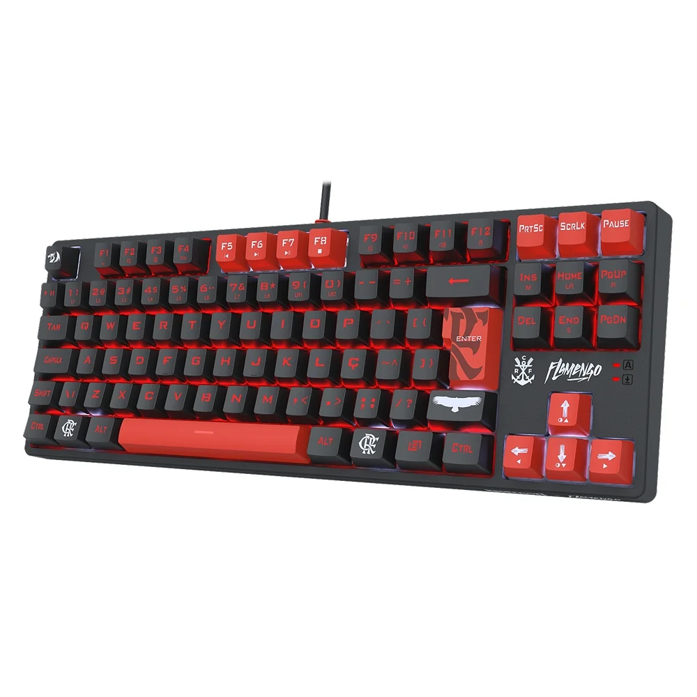 Teclado Mecânico Gamer Redragon Flamengo Nation TKL USB ABNT2 Preto e Vermelho FL576 - Imagem 4