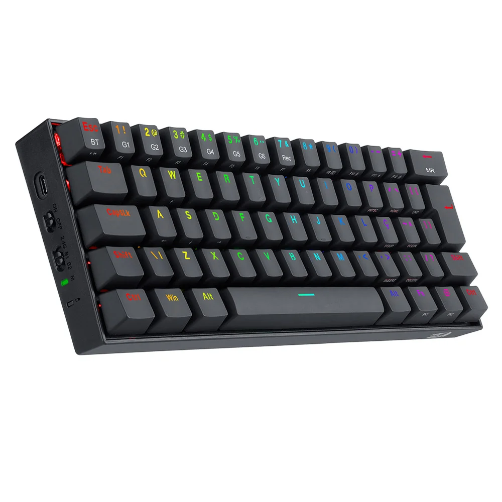 Teclado Mecânico Sem Fio Gamer Redragon Draconic Pro RGB Bluetooth ABNT2 Switch DIY Azul Preto - Imagem 4