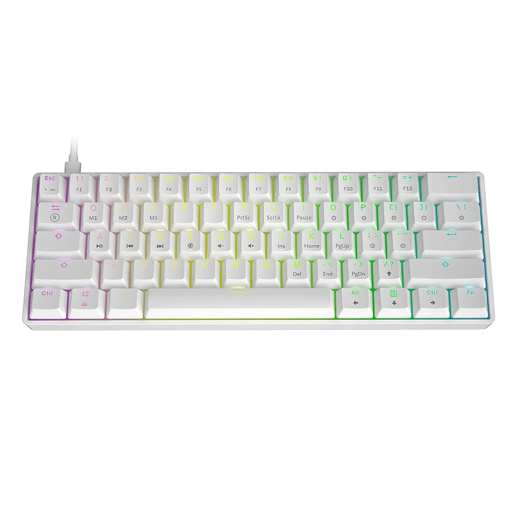 Teclado Mecânico Skyloong GK61 RGB Switch Gateron Yellow USB-C Branco - Imagem 1