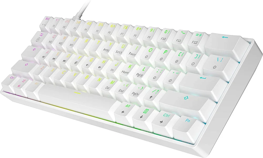 Teclado Mecânico Skyloong GK61 RGB Switch Gateron Yellow USB-C Branco - Imagem 4