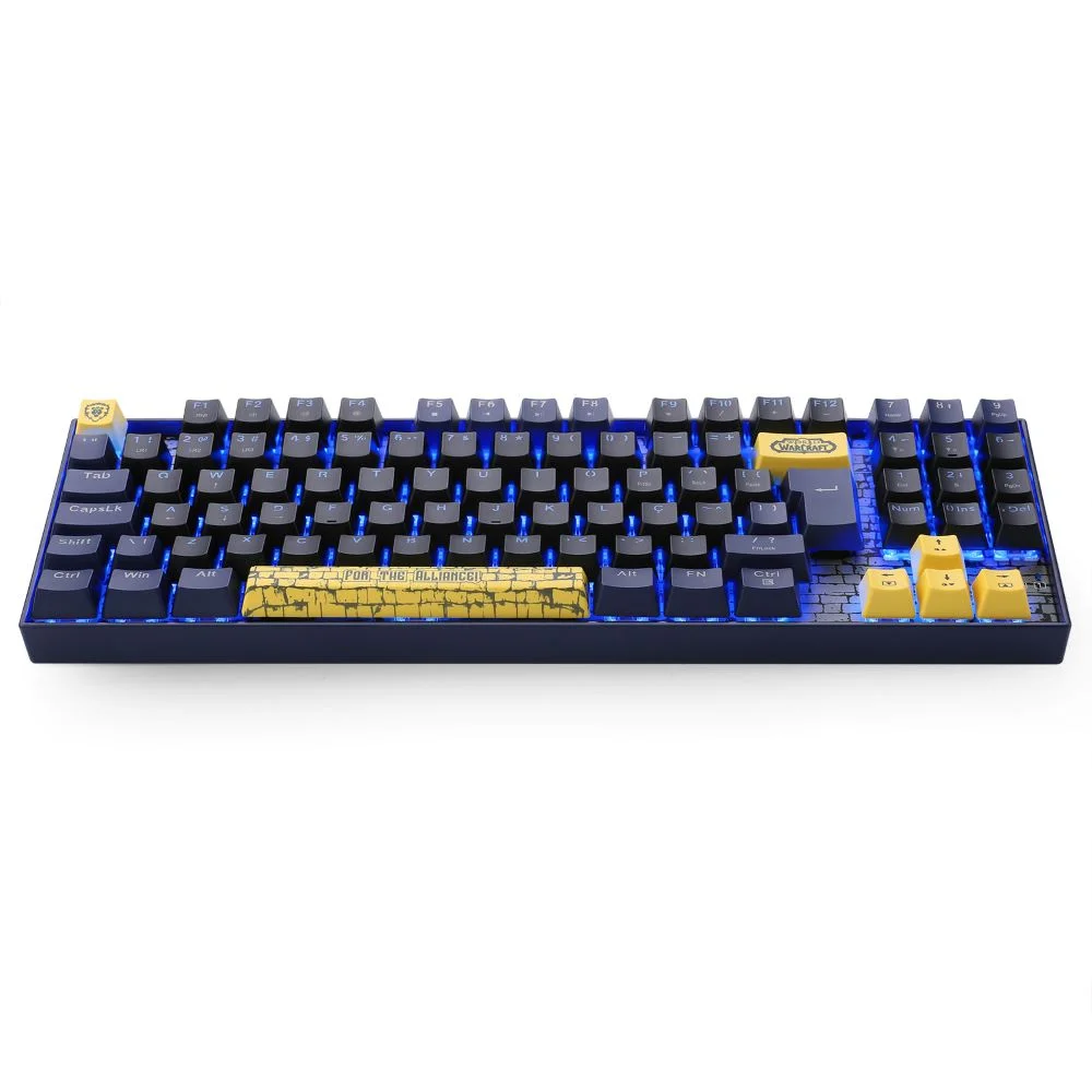 Teclado Mecânico Gamer Redragon World Of Warcraft Aliança LED Azul Switch Blizzard Preto e Azul - Imagem 4
