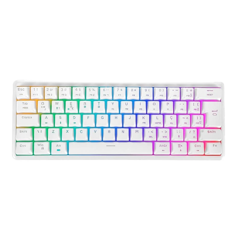 Teclado Sem Fio Gamer Motospeed RGB Wireless Bluetooth Switch Red US Branco SK66 - Imagem 1