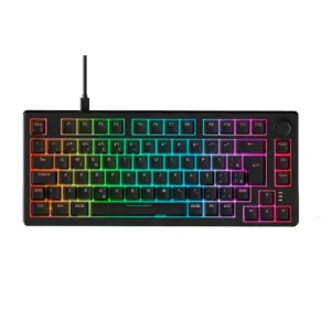 Teclado Mecânico Gamer Sem Fio Husky Nomadic RGB Switch Gateron G Pro Red Bluetooth ABNT2 Preto HTG800PTVR
