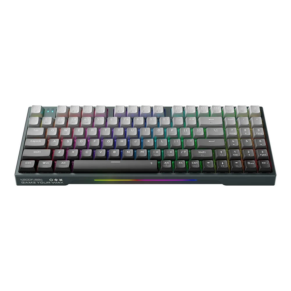 Teclado Sem Fio Mecânico Gamer Machenike B94W Pro Tri-Mode RGB Bluetooth Switch Jade/Green Cinza K500F-B94W - Imagem 2