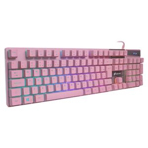 Teclado Semi Mecânico Gamer OEX Prismatic USB LED Multicolor Pink TC205