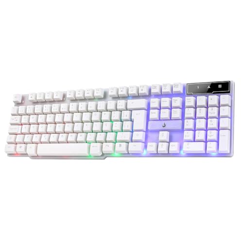 Teclado Semi Mecânico Gamer Rise Mode G1 Full RGB Rainbow USB Branco RM-TG-01-FW