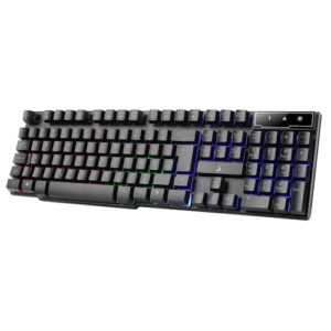 Teclado Semi Mecânico Gamer Rise Mode G1 Rainbow USB Preto e Cinza RM-TG-01-BG