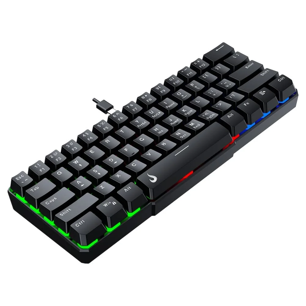 Teclado Semi Mecânico Gamer Rise Mode G2 Mini RGB Layout 60% USB-C Preto RM-TG-02-B - Imagem 3